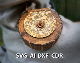 Clutch Bag SVG, Floral Laser Cut Purse Template | DXF File