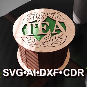 Theedoos | Decoratieve houten geschenkdoos | Bloemornament SVG |  Moederdagcadeaudoos | Lasergesneden vijl van 5 mm, 4 mm, 1/8 inch, 3 mm