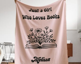 Manta personalizada para amantes de los libros, regalo de biblioteca con nombre personalizado para amantes de los libros, manta con libro favorito, regalo de cumpleaños para lectores de libros, regalo para mujer, lindo