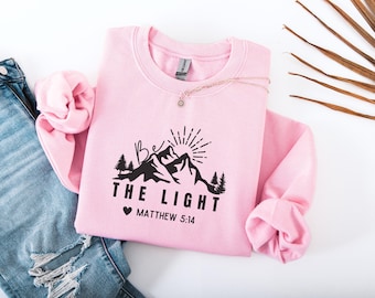 Suéter "Sé la Luz", camiseta con versículo bíblico de Mateo 5:14, regalo cristiano, sudadera con capucha religiosa, camiseta de fe, bonito atuendo para la iglesia