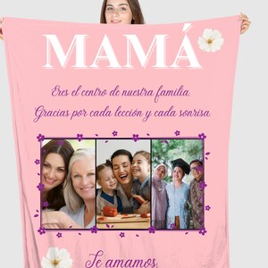 Custom Photo Mother&#39;s Day Spanish Text Blanket, Mom Blanket,Personalized Blanket for Mom,Mom Gift,Picture Blanket,Photo Blanket Gift for Mom