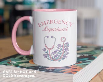 Tazza floreale personalizzata per il pronto soccorso, regalo per infermieri del pronto soccorso, tazza da caffè per infermieri di medicina d'urgenza, simpatico regalo per infermieri del pronto soccorso, regalo per studenti di infermieristica