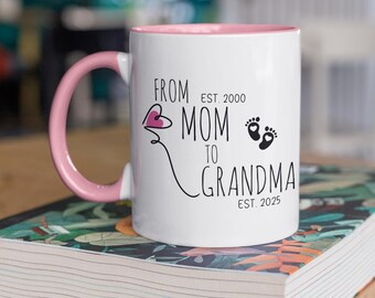 Befördert zu Oma Kundenspezifische Tasse, Oma-Schwangerschaftsankündigungsgeschenk, neue Oma-Tasse, neue Oma-Geschenk, bald Großmutter-Muttertagsgeschenk