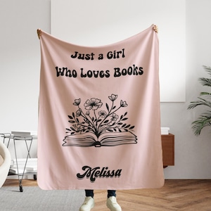 Custom Book Lover Blanket, Custom Name Library Gift for Book Lover, Favorite Book Blanket, Bookish Reader Birthday Gift, Gift for Woman,Cute