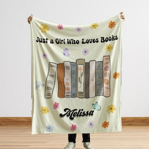 Custom Book Lover Blanket, Custom Name Library Gift for Book Lover, Favorite Book Blanket, Bookish Reader Birthday Gift, Custom Book Gift