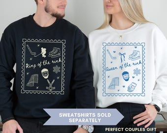 Custom Couples Hockey Sweatshirt, Matching Shirts for Couple, Gift For Newlywed,Ice Hockey Shirt, Hockey Season Player Gift,Game Day Sweater