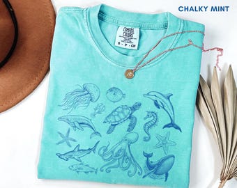 Vintage 90s Sea Animals T-Shirt, Ocean Animals Shirt,Retro Sea Life Gift, Sea Animals Shirt,Retro Ocean Shirt,Vintage Fish Shirt,Ocean Lover