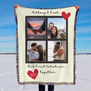 Custom Photo Valentine&#39;s Woven Blanket, Valentine&#39;s Gift Blanket For Girlfriend For Boyfriend For Wife For Husband, Couples Gift, I Love You