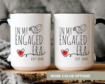 Custom Engaged Era Mug, Engaged Announcement Mug, Engaged Mug Gift, Engagement Gifts, Wedding Announcement, Bridal Shower, Bride to Be Cup