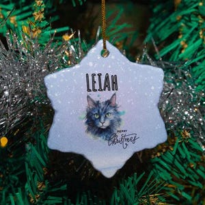 Gray Cat Christmas Ornament, Personalized Fluffy Cat Holiday Decoration, Perfect Gift for Cat Lovers, Custom Gray Kitty, Cat Lady Gift, Cute