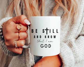 Wees stil en weet koffiemok, Psalm 46:10, schriftkoffiemok, christelijke mok, mok bijbelvers, christelijk cadeau, bijbelstudiecadeau, cadeau voor