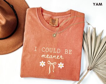Comfort Colors® I Could Be Meaner Coquette Shirt, Funny Humor Daisy Flower Shirt,Sarcastic Shirt,Funny Quote Shirt,Sarcasm Shirt,Trendy Gift