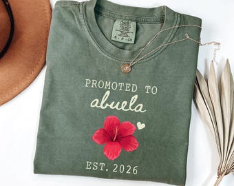 Promoted to Abuela Shirt, Custom Abuela Est Shirt, New Abuela Tee, Flower Grandma Gift,Pregnancy Reveal for Grandma,Grandparent Announcement