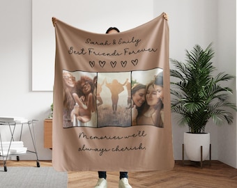 Personalized Best Friend Photo Blanket Collage, Friend Blanket, Best Friend Gift, Picture Blanket With Text, Gift for Besties, Friendship
