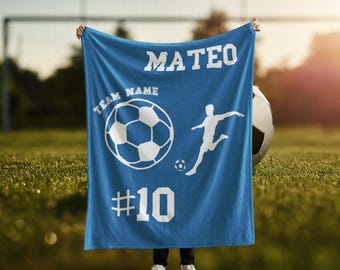 Custom Soccer Blanket, Soccer Lover Gift, Personalized Name Soccer Senior Gift, Gift for Team, Player Birthday Gift, Sport Gift, Soccer Gift