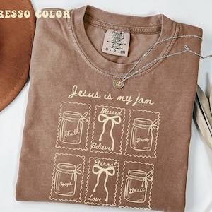Jesus Is My Jam Coquette Bow Christian Shirt, Comfort Colors® Christian Gift, Jesus Tee, Gift For Christian, Funny Jesus Shirt, Gift for Mom