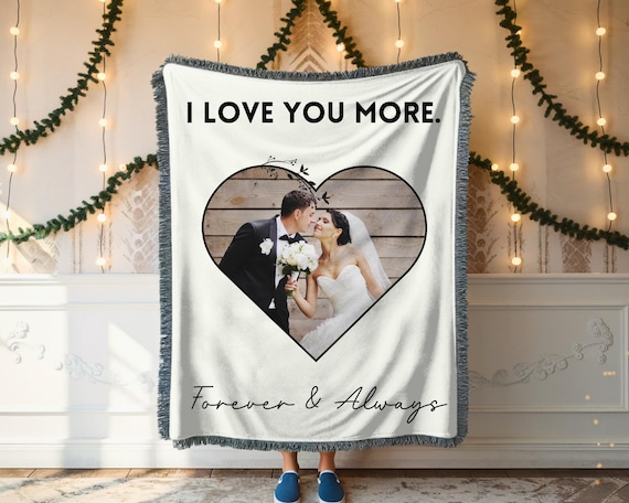 Custom Photo I Love You Woven Blanket, Anniversary Gift Blanket, Girlfriend  Gift, Boyfriend Gift, Wife Gift, Husband Gift, Valentines Gift