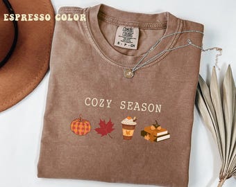 Cozy Season Shirt, Book Lover Fall Gift, Women Pumpkin Season Shirt, Cute Pumpkin Shirt, Autumn Leaf Shirt,Fall Coffee Latte Shirt, Cozy Tee
