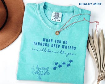 Christian Ocean Turtle Shirt,Coastal Sea Life Shirt, Trendy Turtle Beachy Oversized Scripture Tee,Coconut Girl Gift,Comfort Colors Sea Shirt