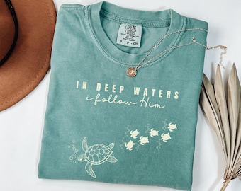 Christian Ocean Turtle Shirt,Coastal Sea Life Tshirt,Trendy Beachy Oversized Scripture Tee,Bible Verse Gift,Comfort Colors Sea Turtles Shirt