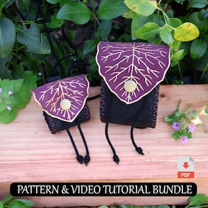Conjunto de patrones para bolsa de cuero de fantasía, tutorial para collar de cristal de druida, hada, elfo y bruja.