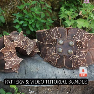 Ivy Corset & Bracers Pattern | Fantasy Leather PDF + Video | Cosplay DIY for Ren Faire, LARP, DnD, Elven Armor, Fantasy Accessories