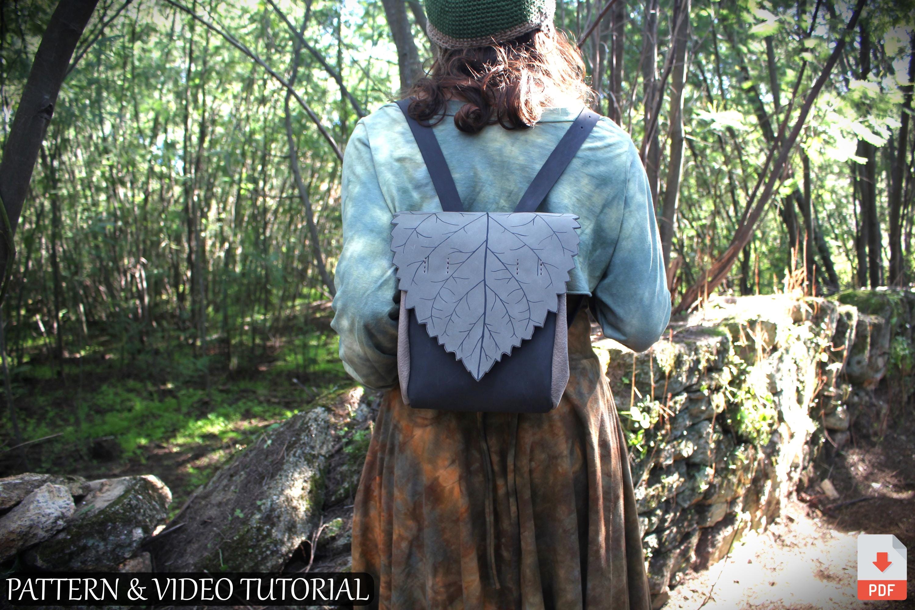 Leather Backpack Pattern PDF, Leaf Fairy Bag DIY, LARP Renaissance ...