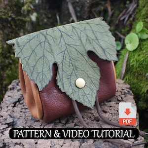 Blatt Gürteltasche DIY Schnittmuster & Anleitung – Leder und Vegan, Fantasy Cosplay, Nature-Inpired, Fee, Elfe, Renaissance Gürteltasche