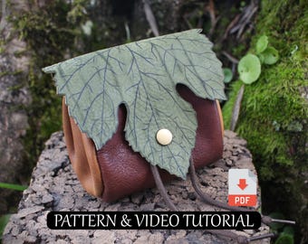 Blatt Gürteltasche DIY Pattern: Leather & Vegan Cosplay Gürteltasche Gürteltasche (PDF Pattern)