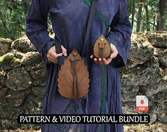 Leather Leaf Bag & Pouch Pattern: Elven Fantasy Bag DIY (PDF + Video