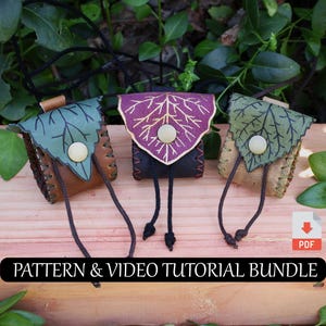 Leaf Pouch Pattern Bundle, Leather Satchel Tutorial, Woodland Jewelry Bag (PDF)