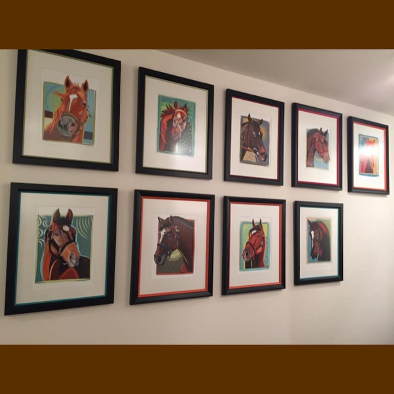 Equestrian Gifts Collectible Art Sports Art American Pharoah Winning the Belmont Signed Print Thoroughbred Race Horse Art