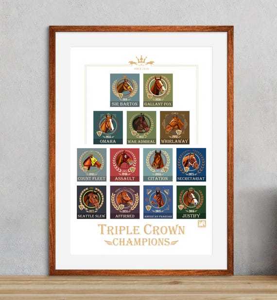 Triple Crown Winners Art Print – Vintage Horse Racing Memorabilia