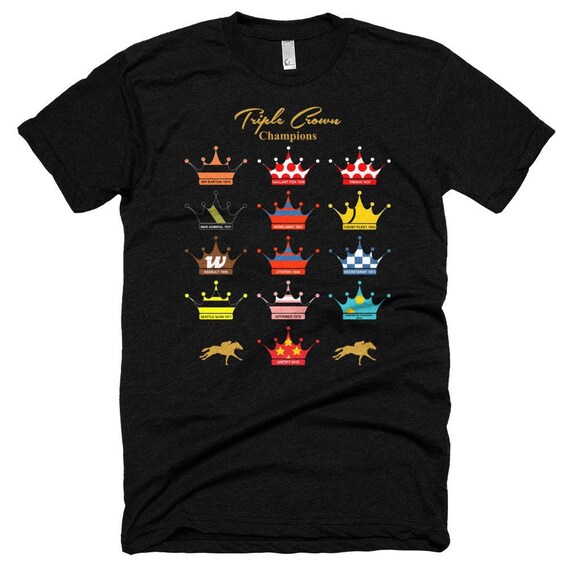 Unisex Short sleeve soft t-shirt | Unique Triple Crown Design With Names Year Horse Won | Horseracing Fans T Shirt Graphics | Sport Artists