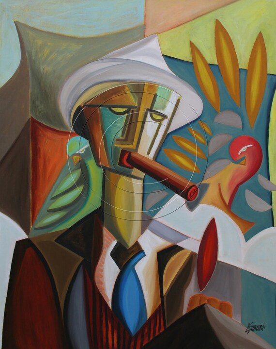 man with hat painting