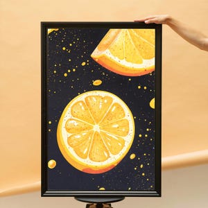 Lemon kitchen decor. Budget-friendly Kitchen print. Food lover poster. Minimalist wall decor. Instant Download. Colorful fruit artwork.