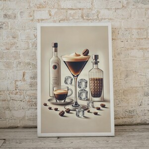 Wydruk Espresso Martini. Sztuka ścienna dla miłośników kawy Martini. Minimalistyczny koktajl do pobrania natychmiast. Prezent dla przyjaciela. Modny wystrój domowego baru.