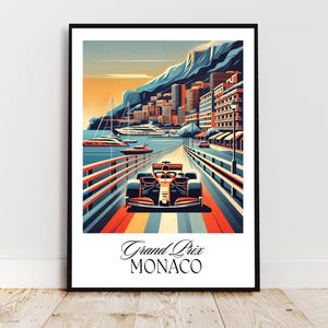 Formula 1 poster Monaco wall print, F1 print art decor unframed, Formula One digital printable wall decor, cheap above couch wall art