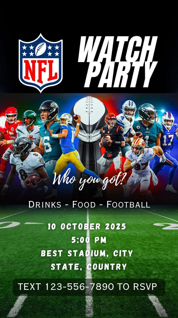 NFL Football Watch Party Invitation: Customizable Game Day Flyer