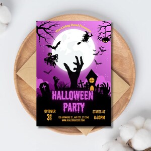 Gruseliger Friedhof Halloween Party Einladung Vorlage (Digitaler Download)