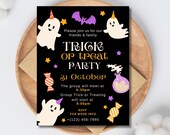 Kids Trick or Treat Party Invitation Template | Editable Digital Invite | Cute Halloween Group Trick or Treating | Halloween Party