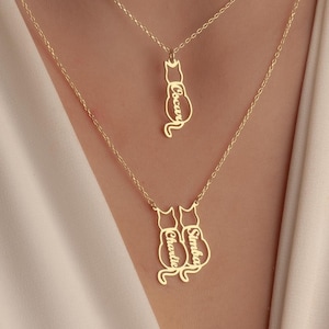 Personalized Cat Name Necklace: 14K Gold Pet Jewelry Gift