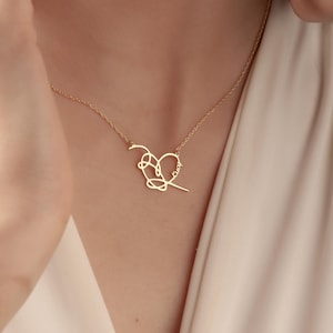 14K Solid Gold BTS Love Yourself Heart Necklace, Personalized BTS Love Yourself Pendant, BTs Fan Best Friend Gift, K-Pop BTS Minimal Charm