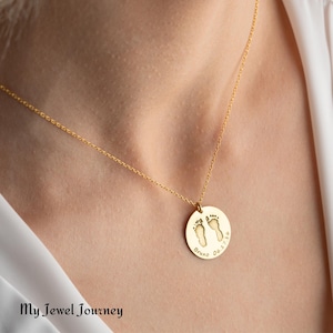 Personalized Baby Handprint Footprint Necklace, Custom Baby Name Necklace, Newborn Keepsake Jewelry, Baby Jewelry ,Newborn Baby gift