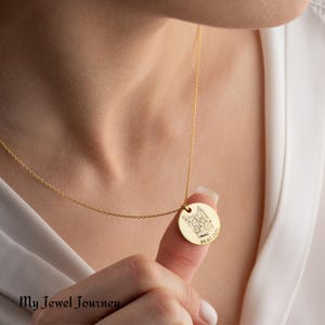 14K Gold Pet Portrait Necklace: Engraved Memorial Pendant