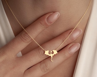 14K Gold Tiny Dragon Necklace - Year of the Dragon Necklace - Chinese Dragon Pendant - Flying Dragon Necklace - Handmade Fantasy Jewelry