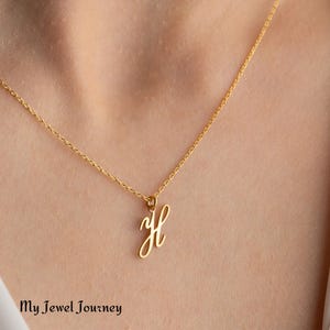 14K Gold Initial Necklace: Custom Letter Pendant