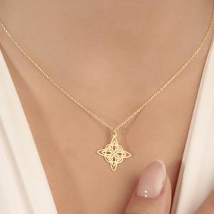 14K Keltische Knoten Halskette - Kraftvoller Talisman Schmuck - Keltischer Anhänger - Bedeutungsvolle Symbol Halskette - Schutz Amulett Halskette-Geschenk für Sie