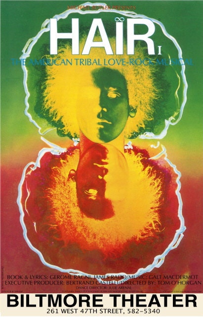 ブロードウェイ・ミュージカル『ヘアー (Hair)』 ポスター 骨董品 1968 Hair Musical Broadway Poster: Signed Certificate - Etsy