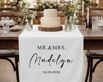 Personalized Wedding Table Runner, Sweetheart Table Decor, Outdoor Garden Reception, Birthday Gift, Fabric Sign